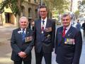 Airforce Association NSW RAAF 97th Birthday Celebrations Sydney Cenotaph photo gallery - Centre. Air Chief Marshal Sir Angus Houston AK, AFC (Retd), Right. Carl Schiller OAM CSM, National President.  Ron Glew President NSW Division